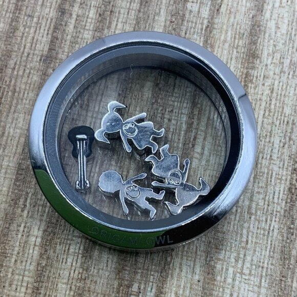 Origami Owl Silver Tone Locket 4 Floating Charms - Picture 2 of 4